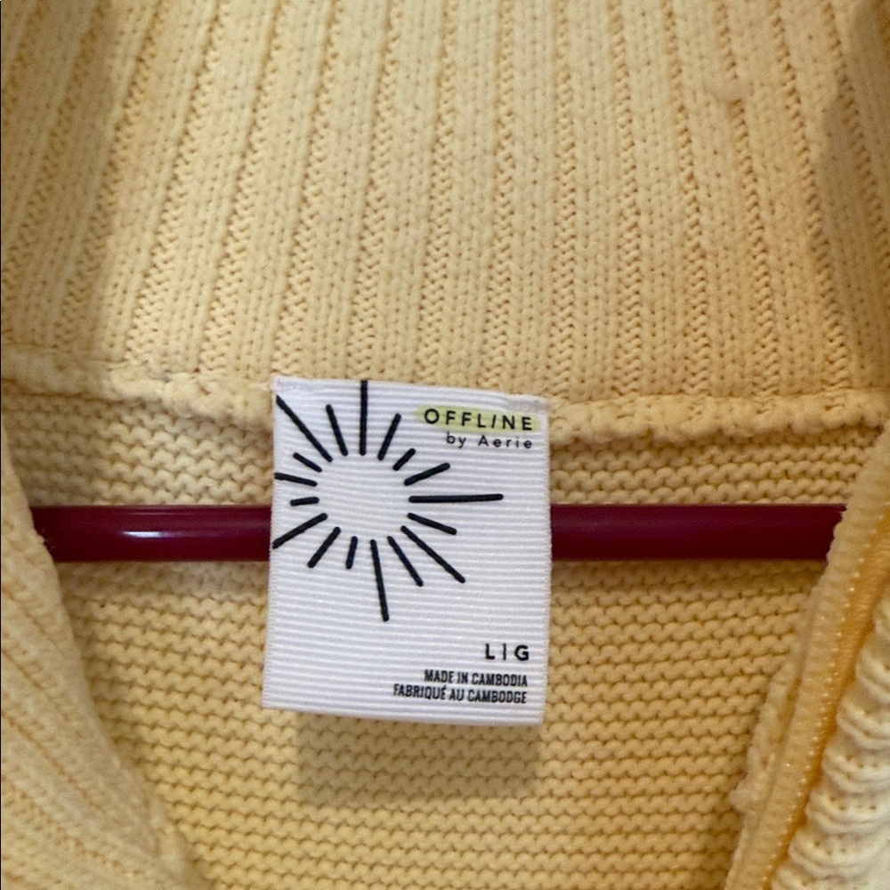 Aerie Light Yellow Women's Cowl Neck Sweater - Picture 2 of 5